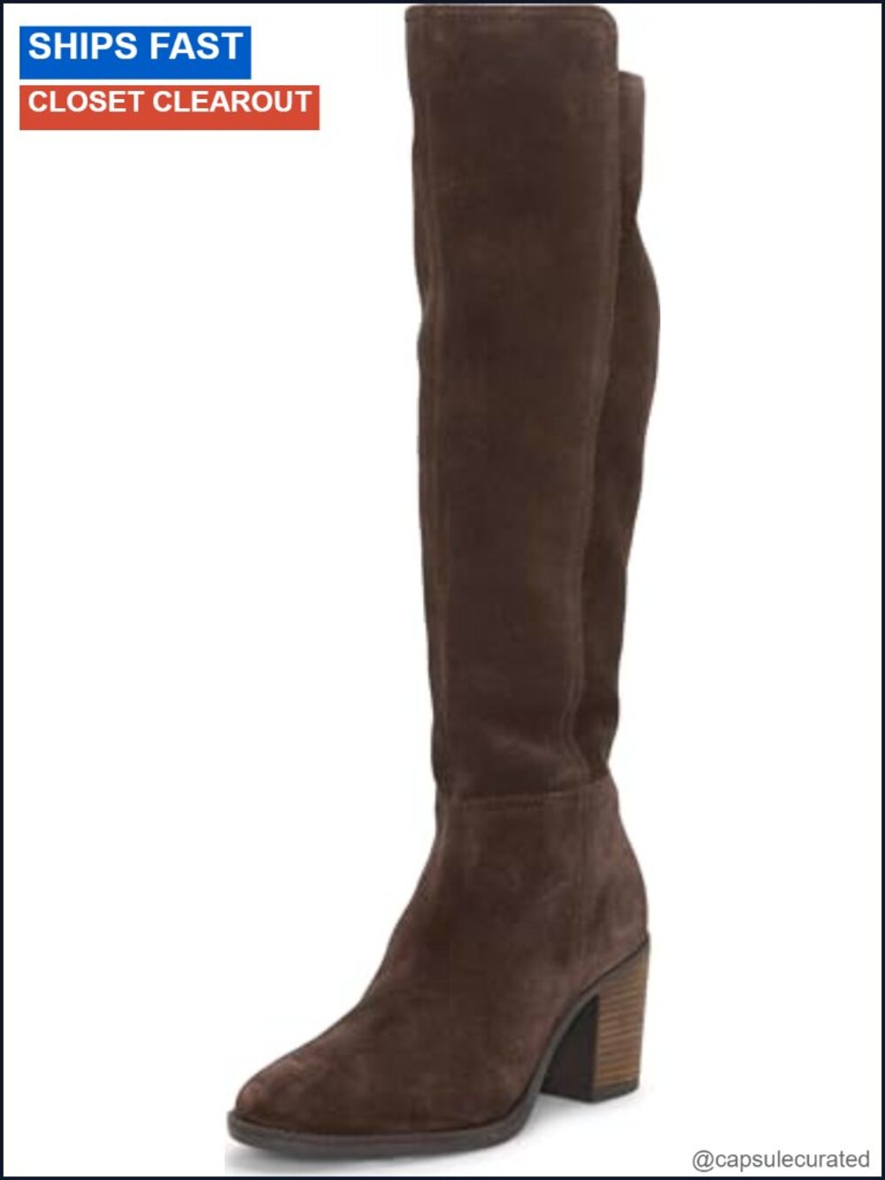 Women's Suede Knee High Boots w/ Inside Zip & Block Heel